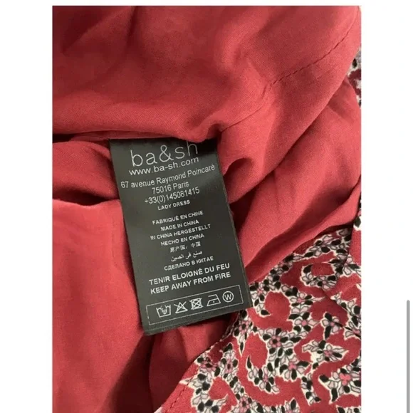 BA&SH Chelsea Wrap-effect Red Floral Print Crepe Dress 6 Like New - Picture 10 of 16